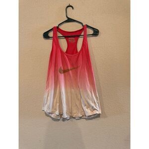 Nike Women's Ombre Pink Swoosh‎ Logo White Racerback Tank Top